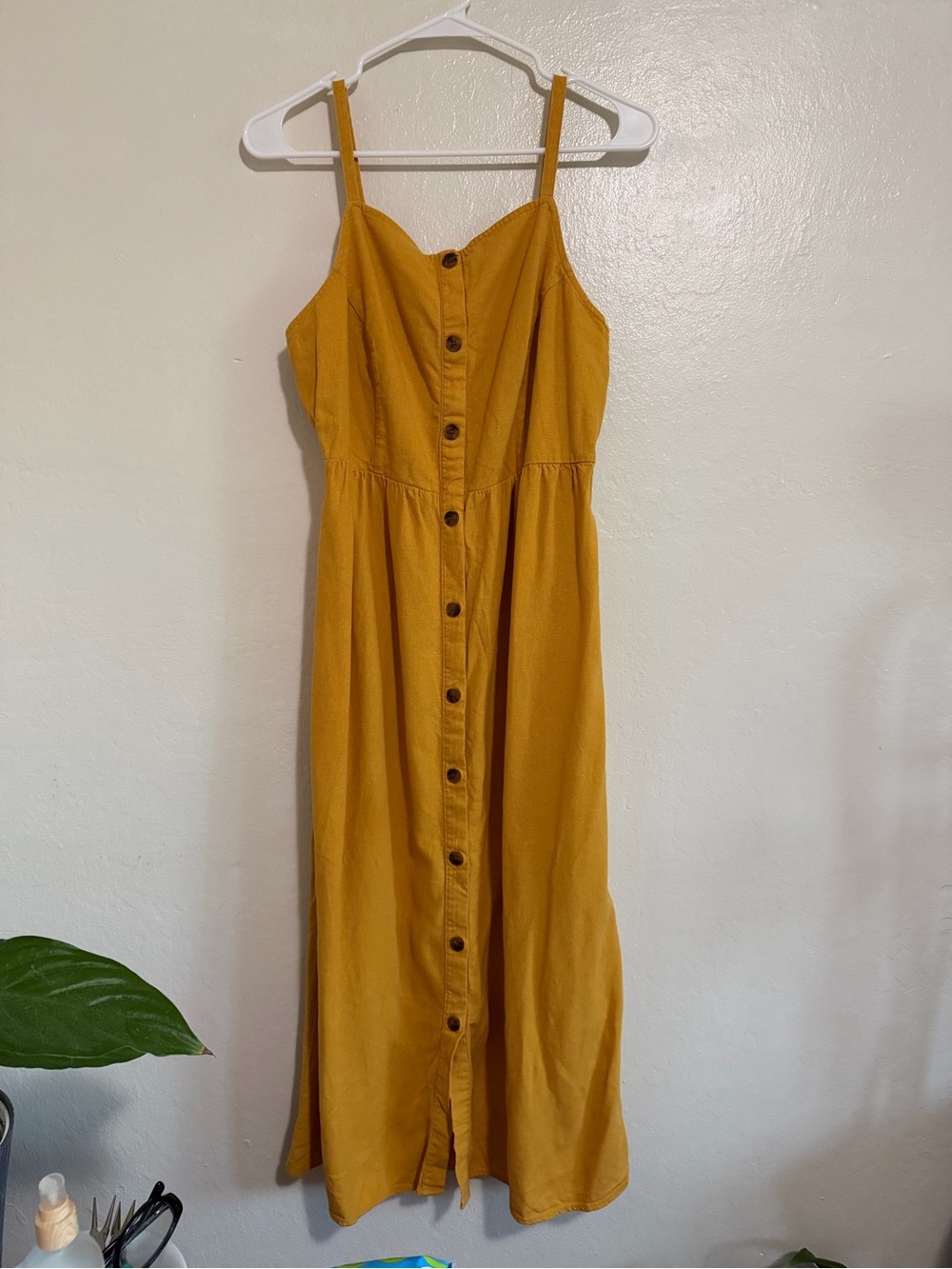 Old Navy Mustard Yellow Linen-Blend Maxi Dress